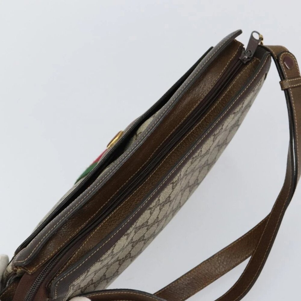 GUCCI GG Supreme Web Sherry Line Bag PVC Beige Gold 14 01 4085 Auth 151002 - Picture 6 of 16